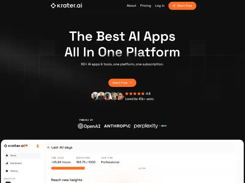 Krater AI: Your All-in-One Platform for AI-Powered Productivity