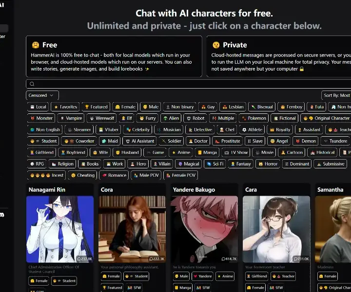 HammerAI-free-private-AI-chat
