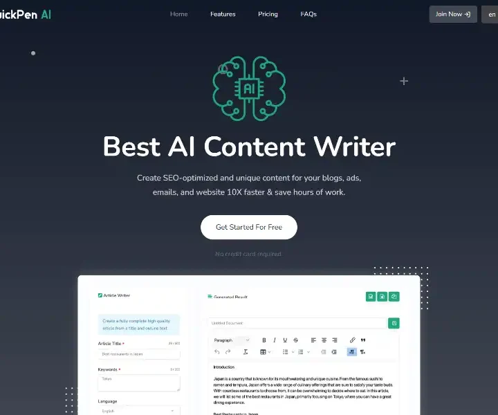 QuickPen-AI-AI-Content-Creation-Made-Simple-by-Markora-LLC
