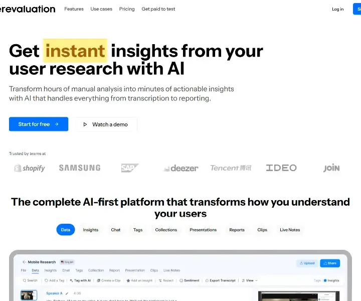 User-Evaluation-AI-first-user-research-platform-