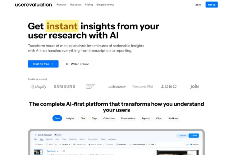 User Evaluation: The Definitive Guide to the AI-First User Research Platform