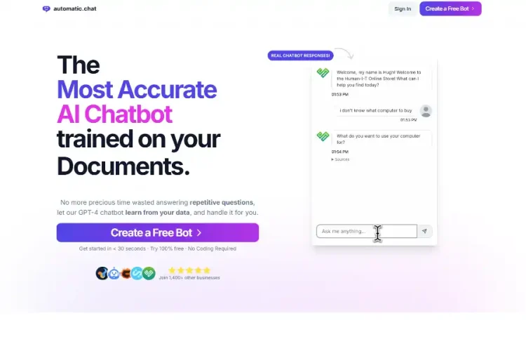 Automatic.Chat: The Most Accurate AI Chatbot Engineered for Your Website
