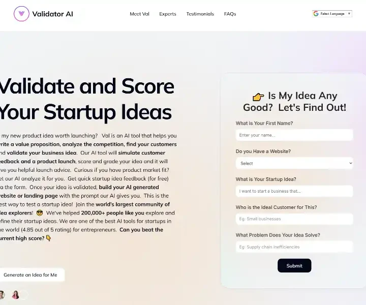 ValidatorAI-com-Generate-and-validate-startup-product-and-small-business-ideas-and-simulate-a-launch-with-our-AI-analysis-and-advisor-tool-