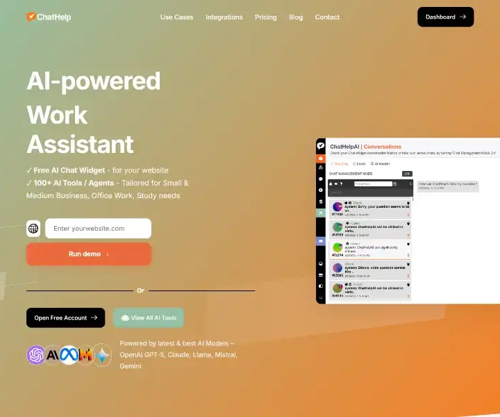ChatHelp-AI-Chatbot-AI-powered-Business-Work-Study-Assistant-100-AI-Tools-Website-Chat-Widget